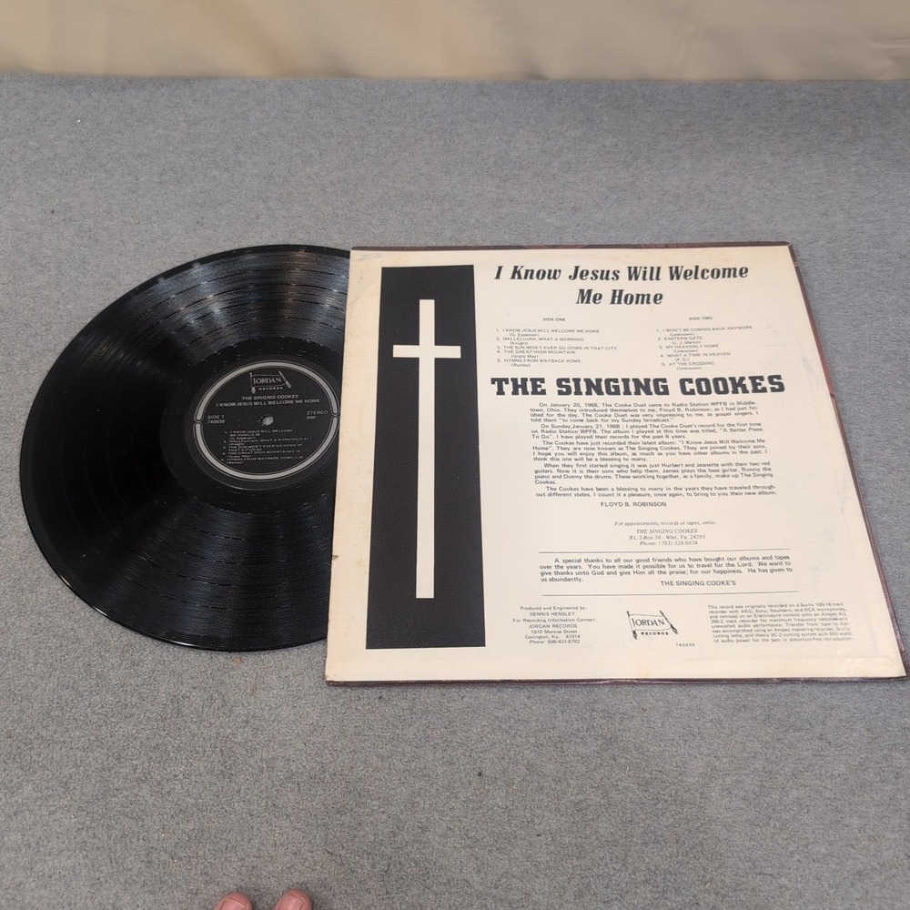 The Singing Cookes I Know Jesus Will Welcome Me Home Jordan Records Vinyl LP VG - Picture 2 of 2